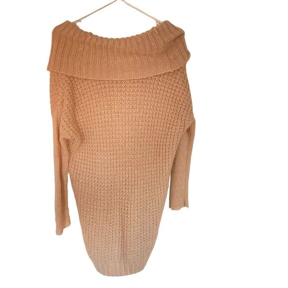 H&M small mohair wool blend high low knit sweater long sleeve cowl neck pink - Picture 6 of 8